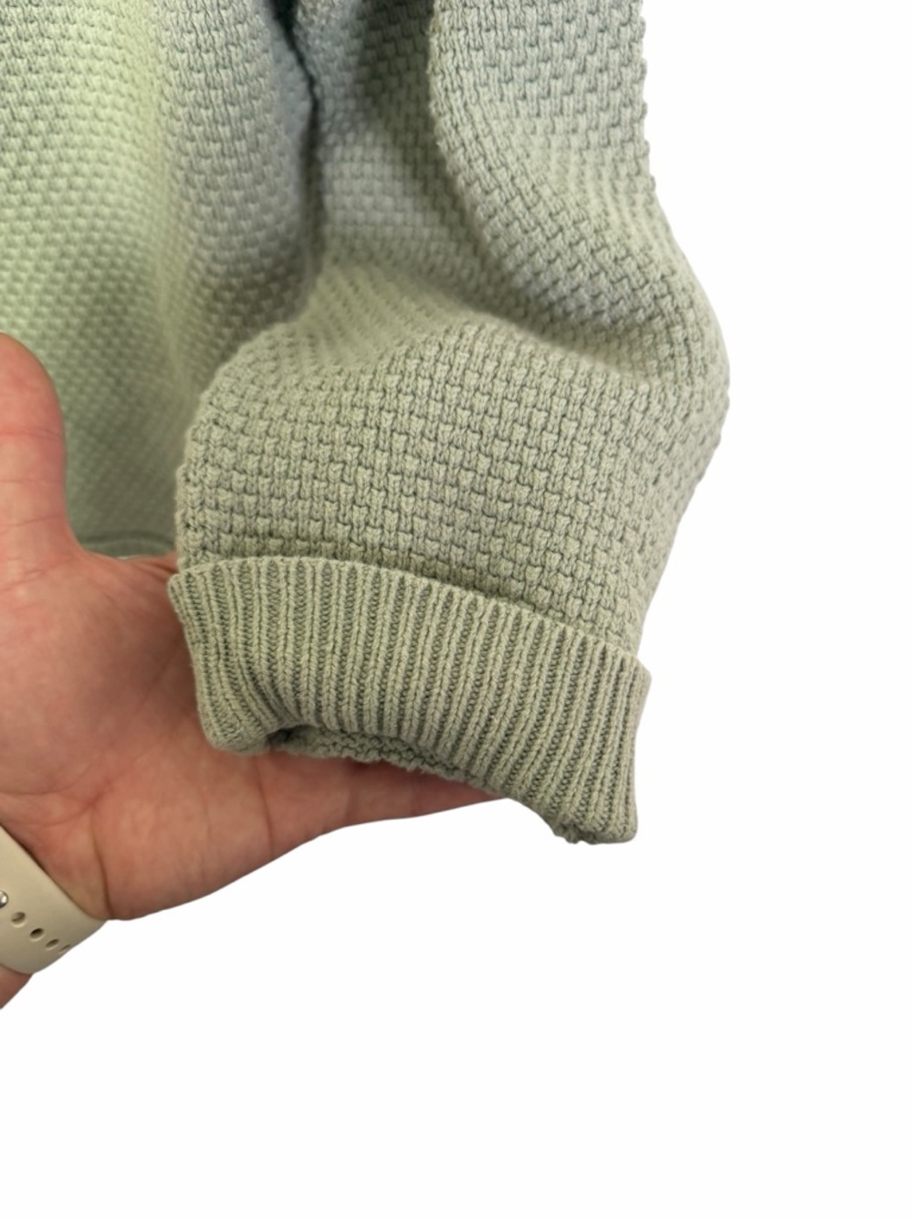 Sincerely Jules Waffle Knit Sweater Small Sage Green Henley Button Casual - Picture 5 of 7
